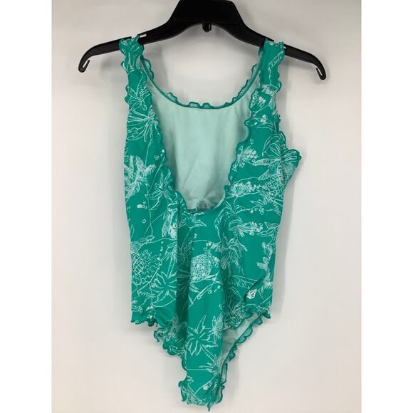 Volcom Girls 16 Aqua Island Hop One Piece Swimsuit Cutout Tropical Beach N6-19 - Picture 7 of 9